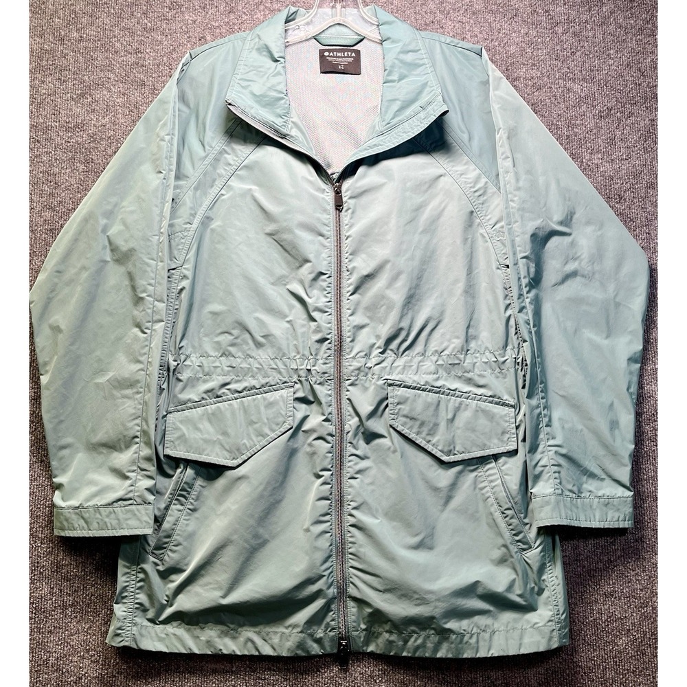 Athleta Womens Lightweight Windbreaker Jacket Large Teal Full Zip Pockets